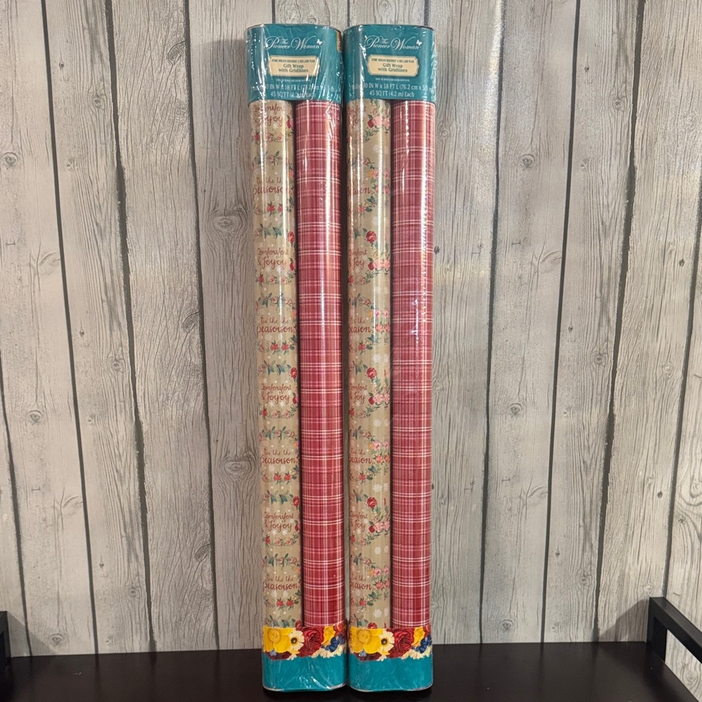 Pioneer Woman Floral and Plaid Wrapping Paper Set 30' W x 18FT L